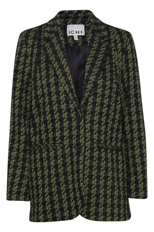 Hattie Houndstooth Blazer - Green/Blk