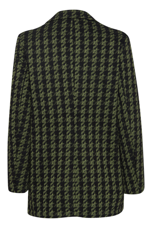 Hattie Houndstooth Blazer - Green/Blk