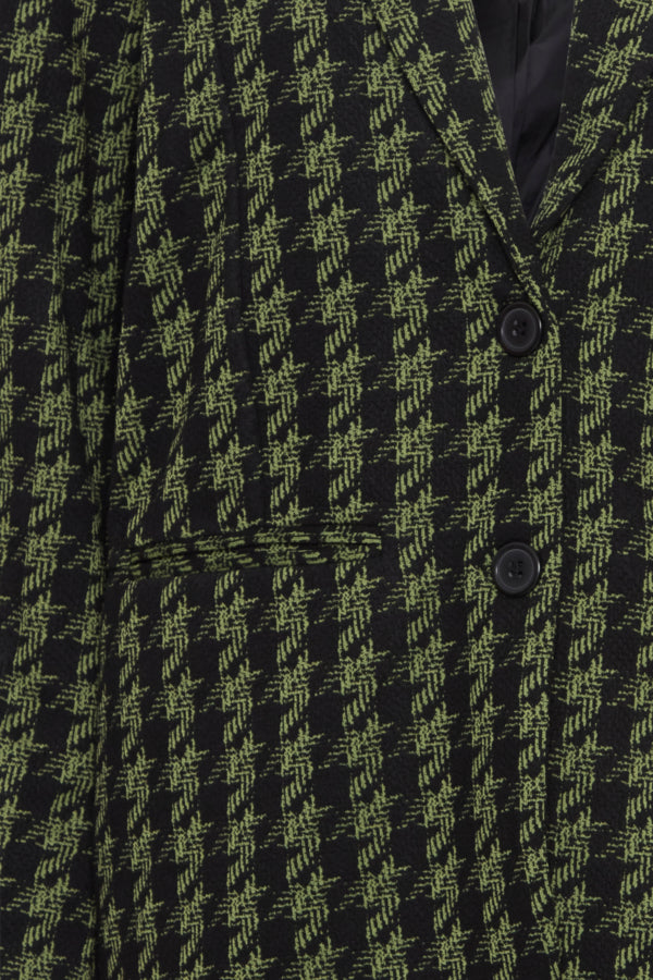 Hattie Houndstooth Blazer - Green/Blk