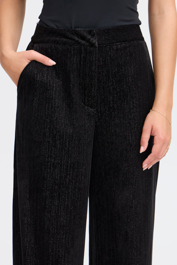 Kate Velvet Lurex Trouser - Black