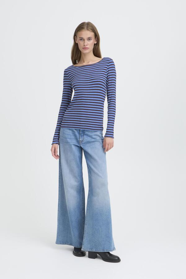 Cella Top - Blue/Choc Stripe