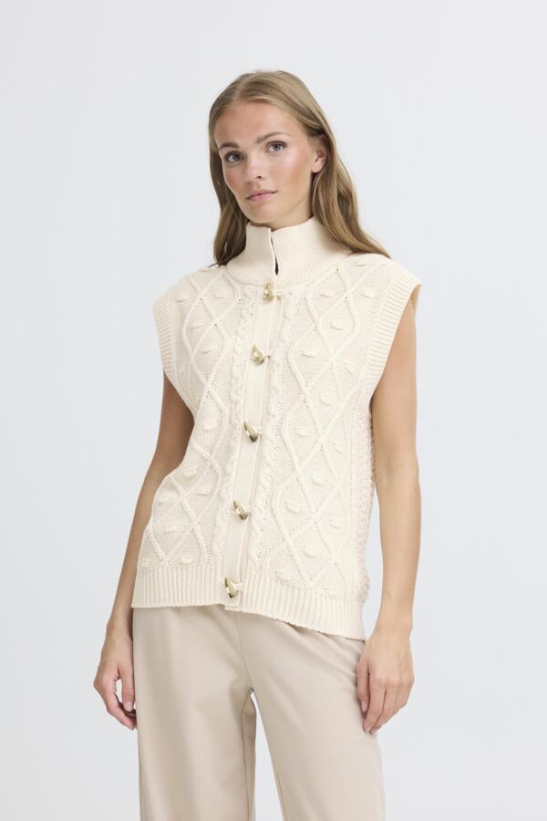 Destan Cable Knit Waistcoat - Ivory