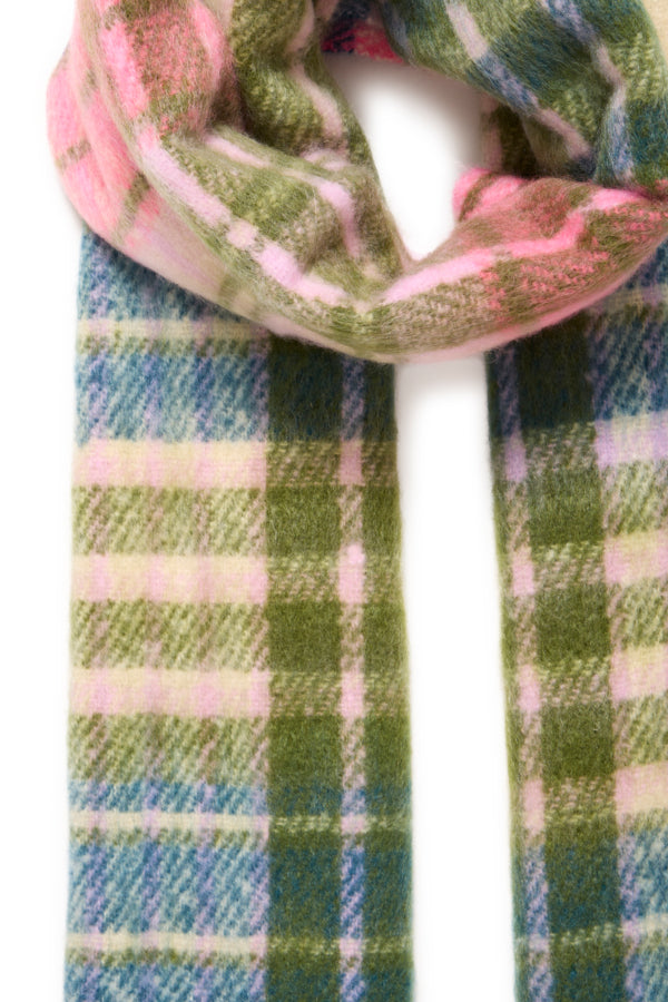 Ichi Check Woven Scarf - Pink Multi