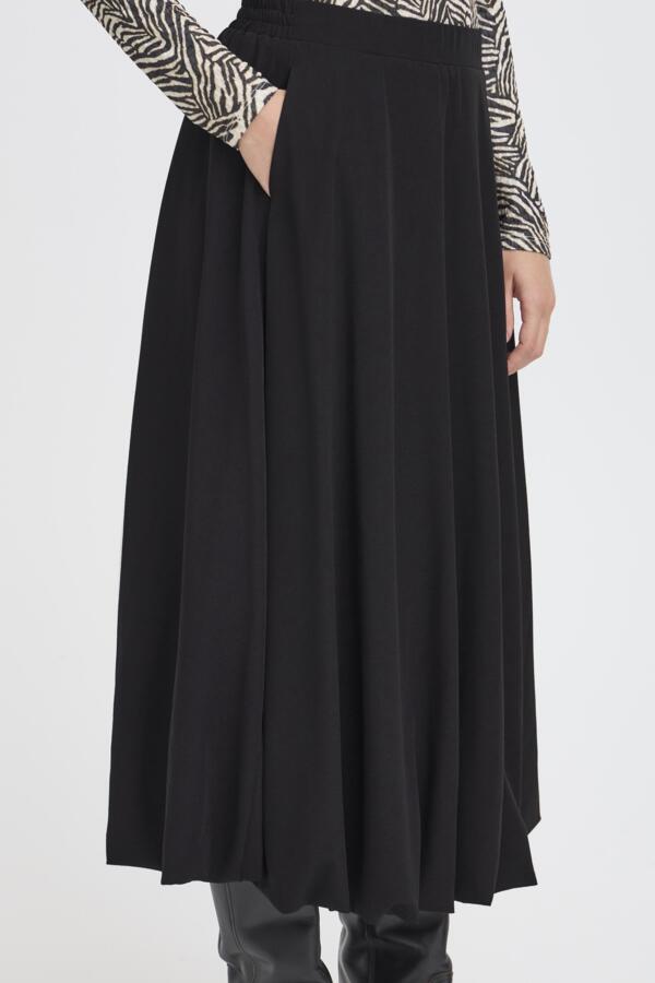 Puff Ball Midi Skirt - Black