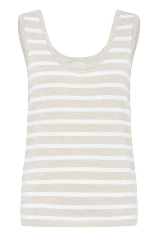 Luls Knitted Vest - Beige/white