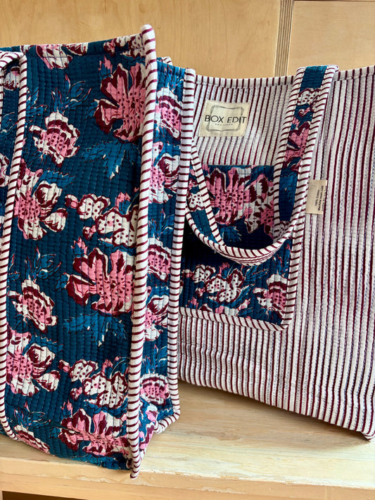 Painterly Floral Bag - Navy