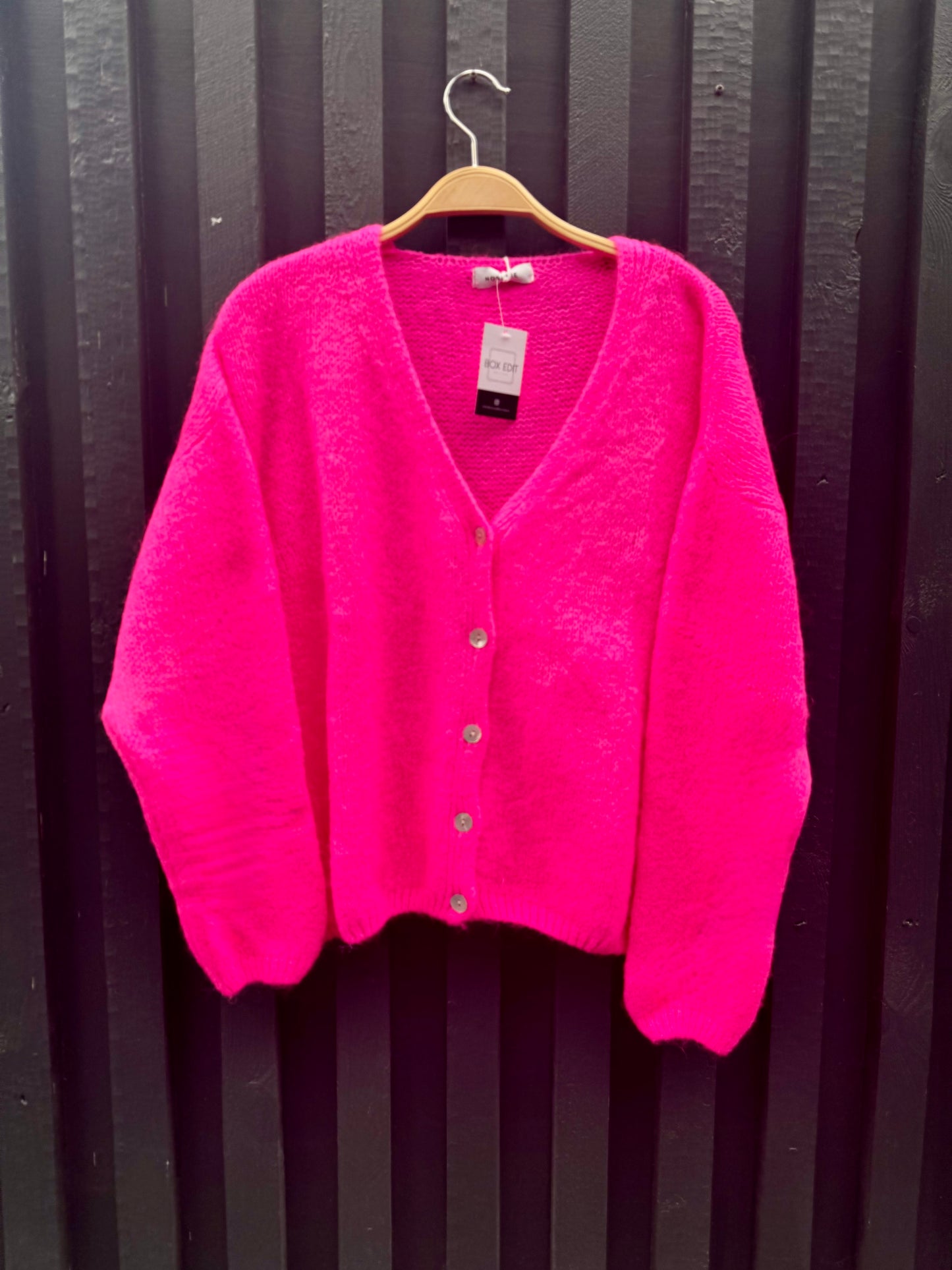 Kid Mohair and Wool Cardigan - Fuchsia