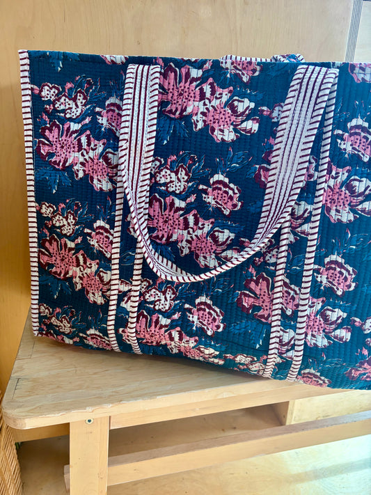 Painterly Floral Bag - Navy