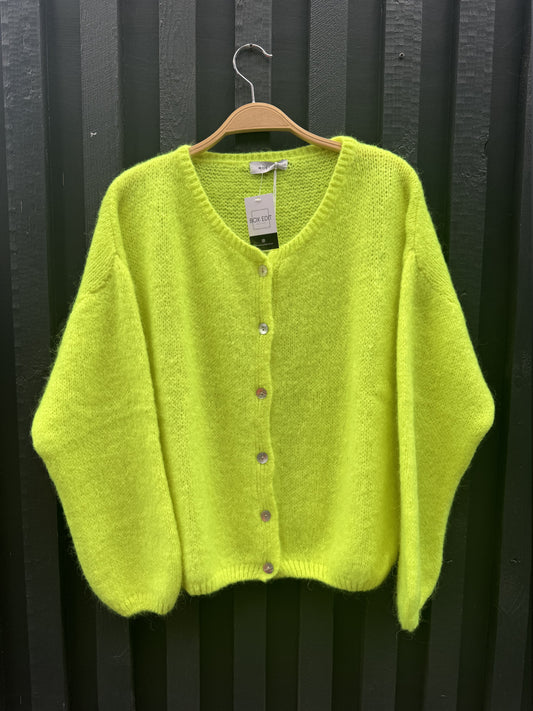 Kid Mohair Wool Cardigan - Citrus yellow