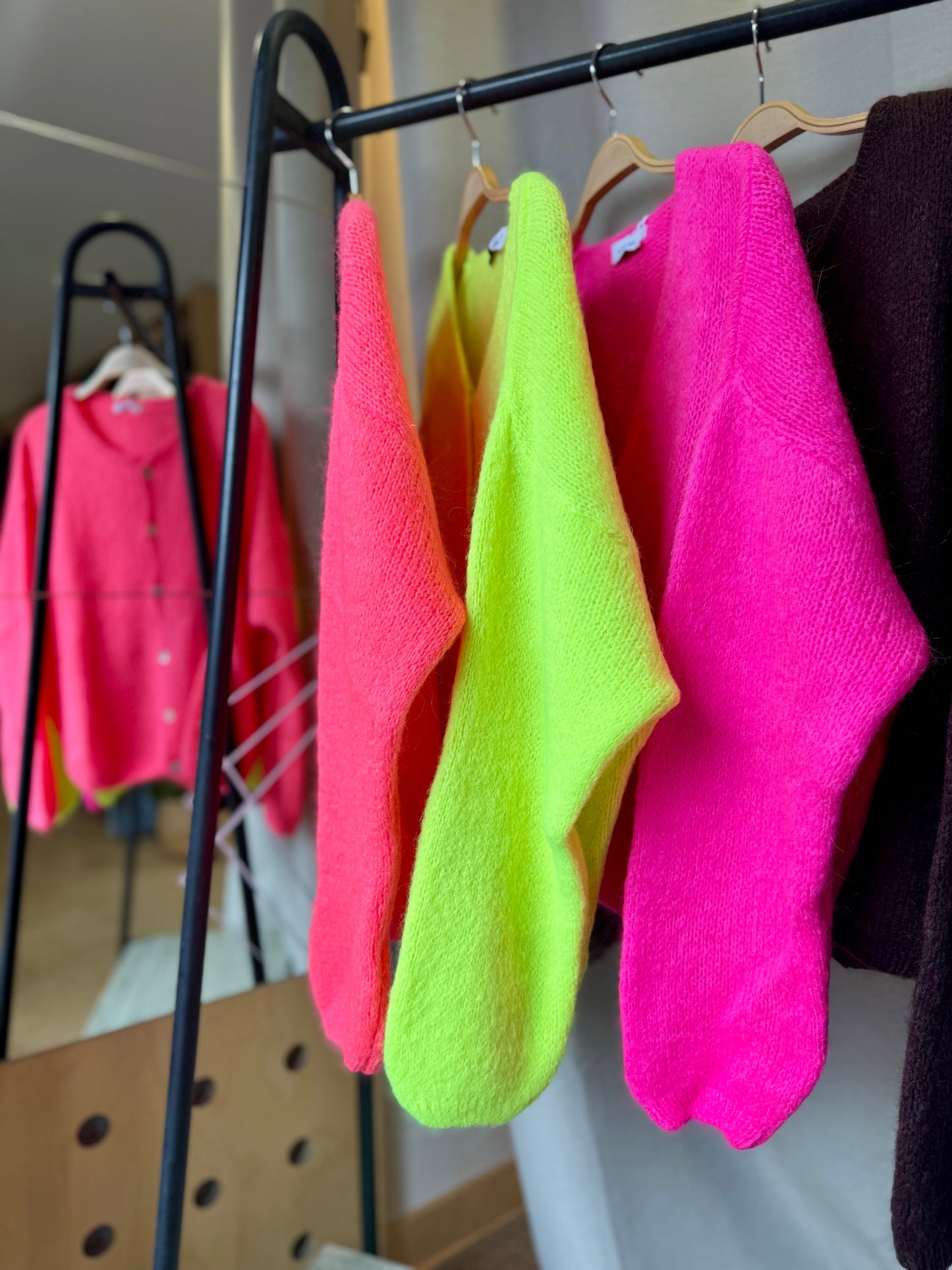 Kid Mohair & Wool Cardi - Neon Coral