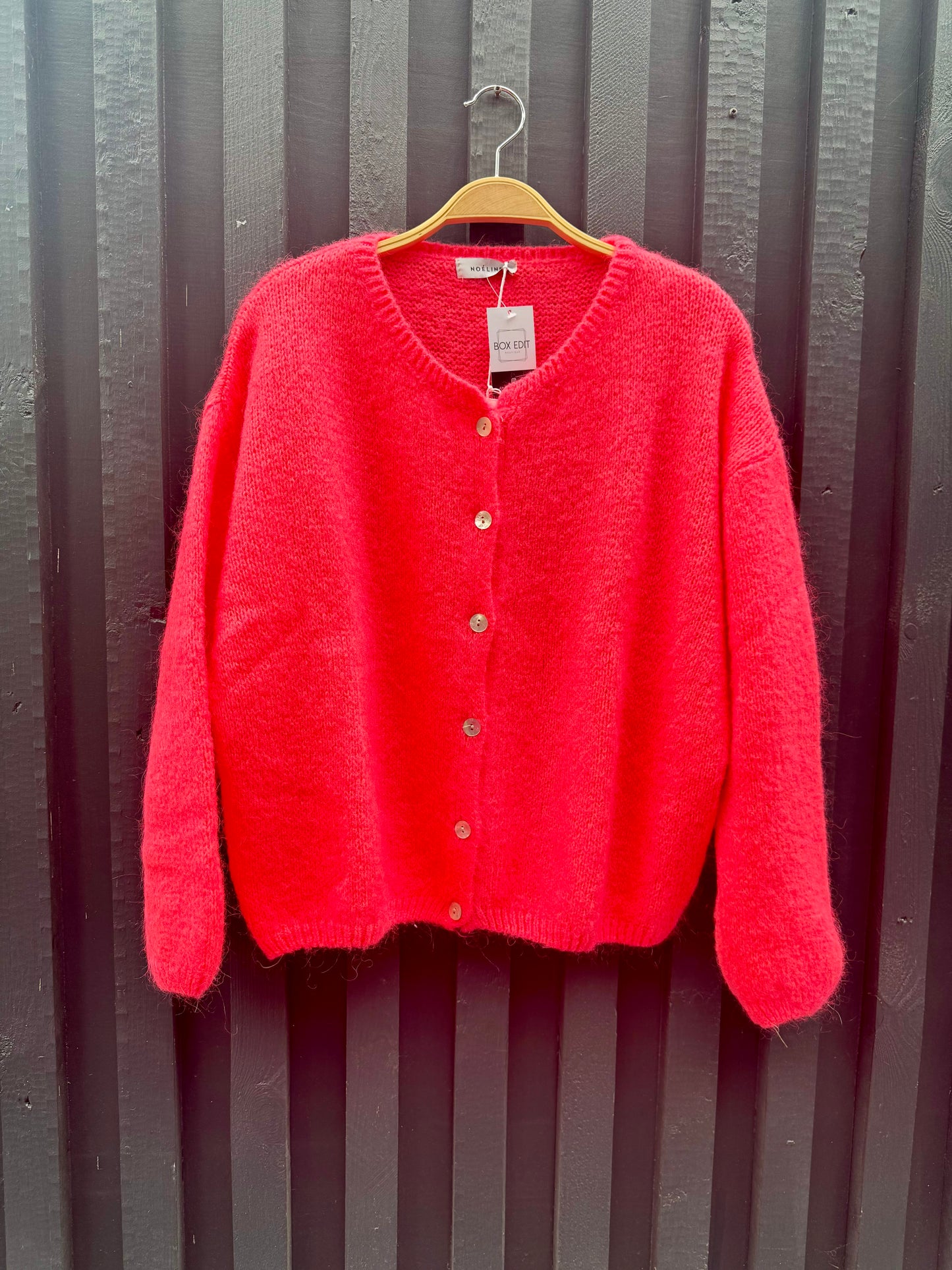Kid Mohair Wool Cardigan - Coral