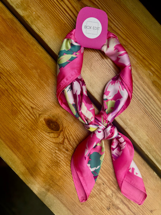 Satin Neckerchief - Pink Floral