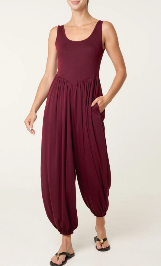 Harem Jumpsuit - Wine