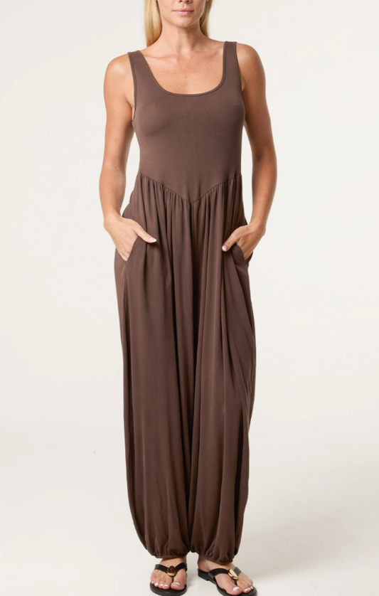 Harem Jumpsuit - Choc