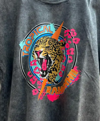 Tiger Tropical Tee - Grey