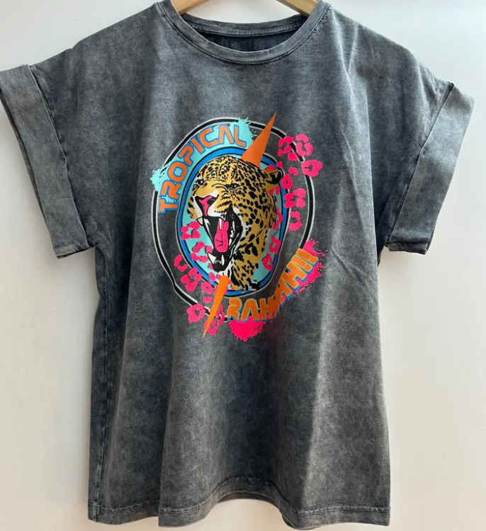 Tiger Tropical Tee - Grey