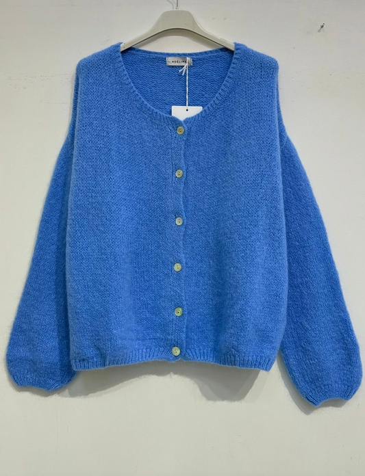 Kid Mohair and Wool Cardigan - Blue