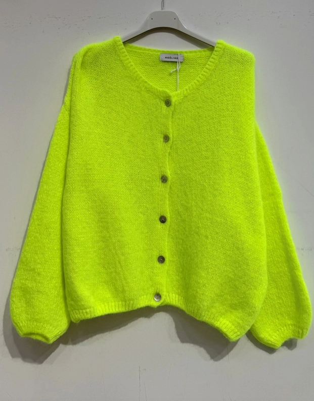Kid Mohair & Wool Cardi - Neon Yellow