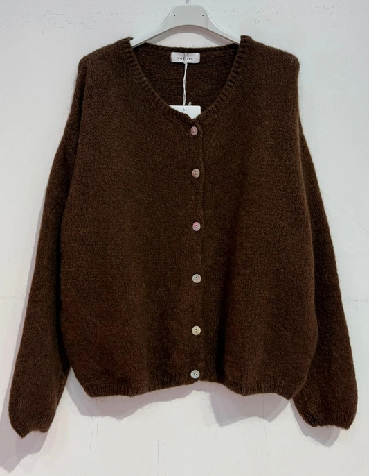 Kid Mohair & Wool Cardi - Chocolate