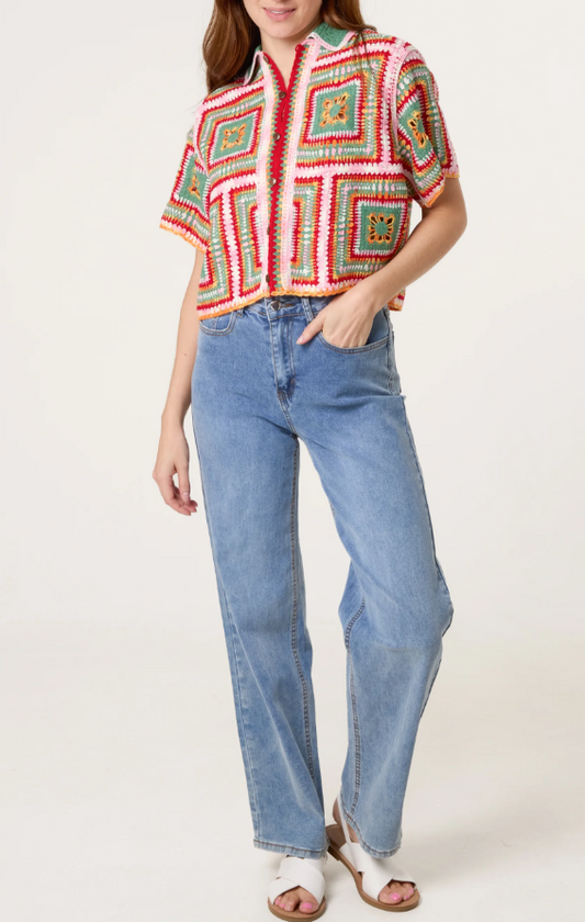 Farrah Crochet Top - Pink/Red Mix