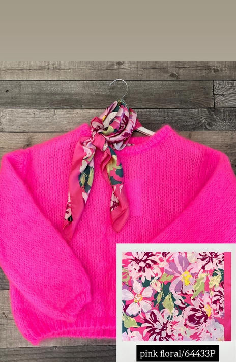 Satin Neckerchief - Pink Floral