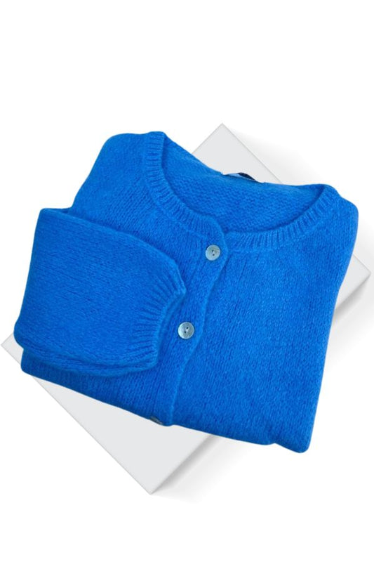 Kid Mohair and Wool Cardigan - Blue