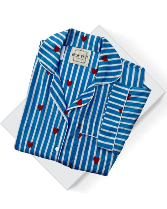 Heart Box Edit Short PJ - Blue