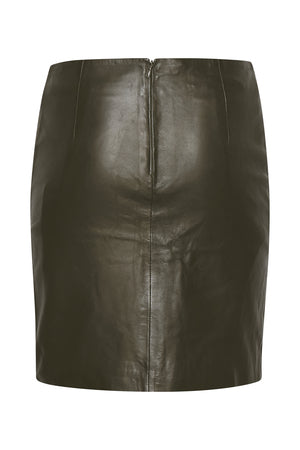 Leather Mini Skirt - Khaki