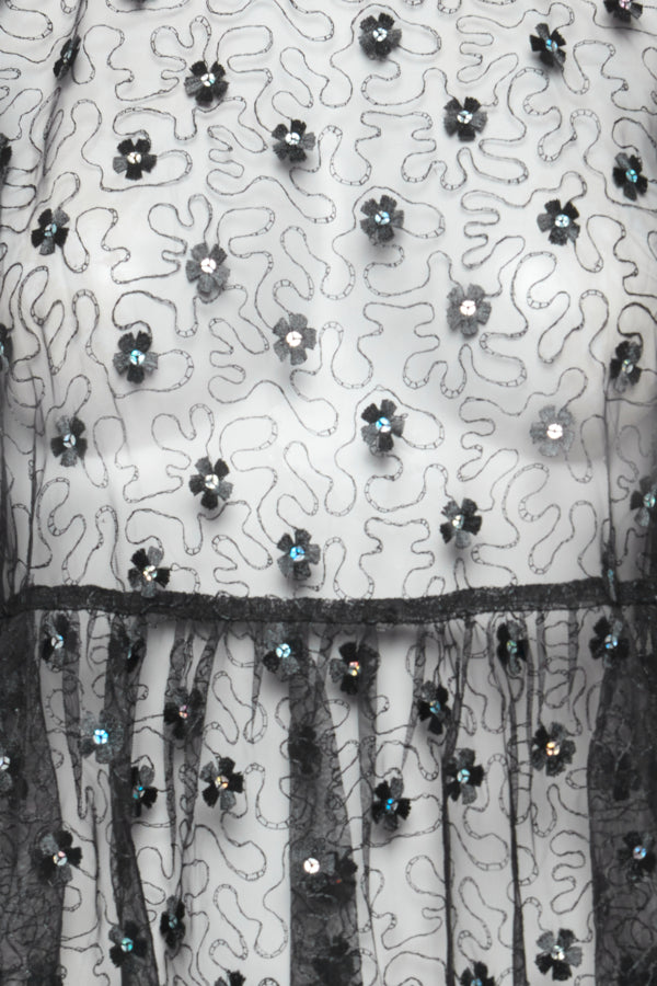 Elsie Sequin Flower Top - Black