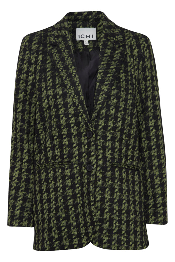 Hattie Houndstooth Blazer - Green/Blk