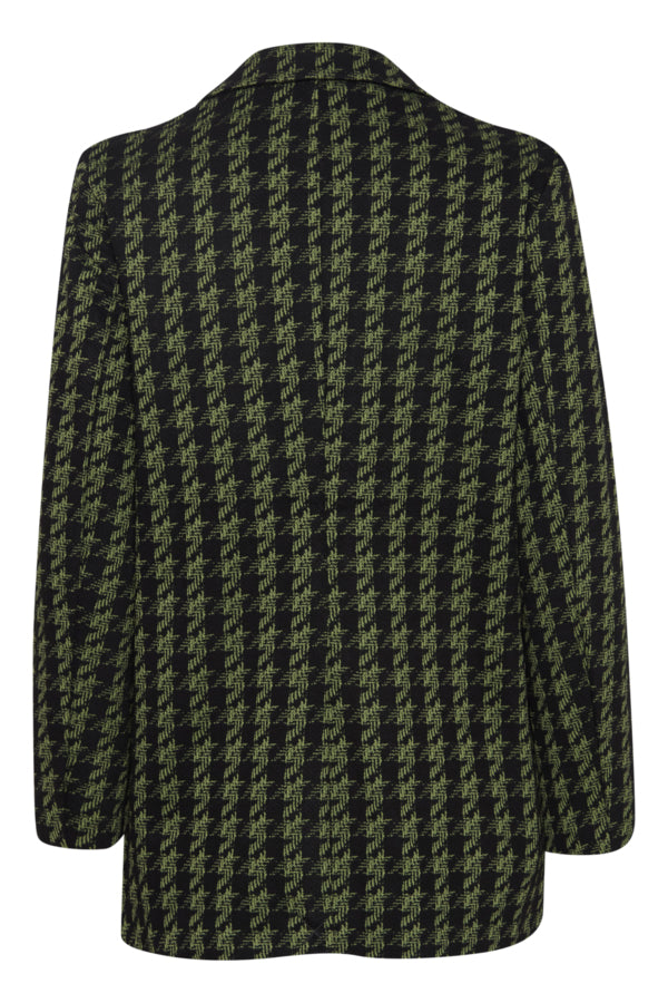 Hattie Houndstooth Blazer - Green/Blk