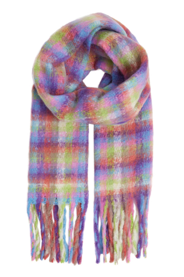 Ichi Check Woven Scarf - Violet