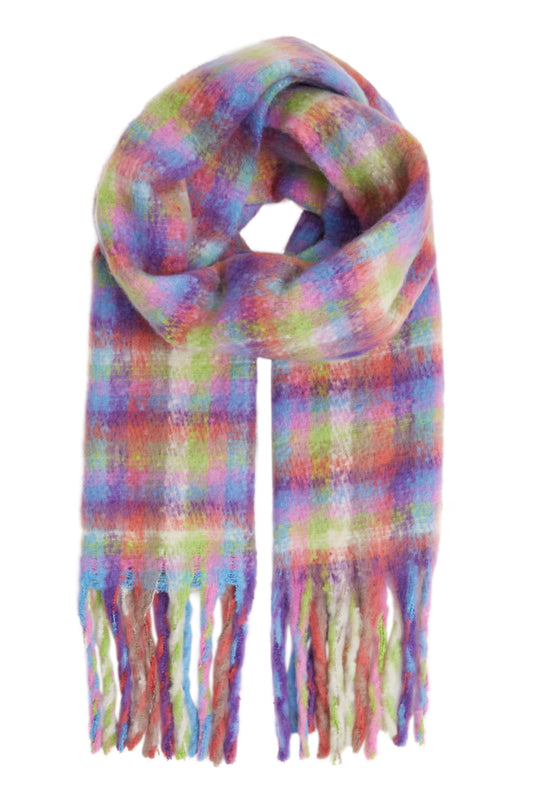 Ichi Check Woven Scarf - Violet