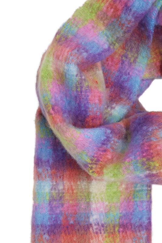 Ichi Check Woven Scarf - Violet
