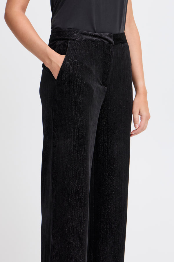 Kate Velvet Lurex Trouser - Black