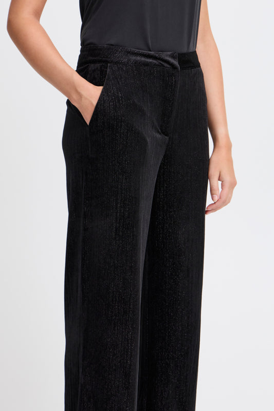 Kate Velvet Lurex Trouser - Black