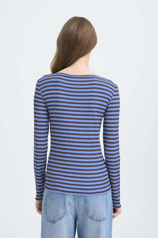 Cella Top - Blue/Choc Stripe