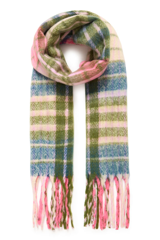 Ichi Check Woven Scarf - Pink Multi