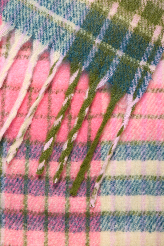 Ichi Check Woven Scarf - Pink Multi