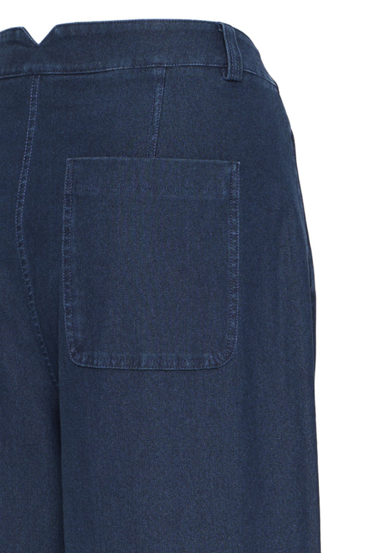 Kate Barrel Denim Trouser - Dark Wash