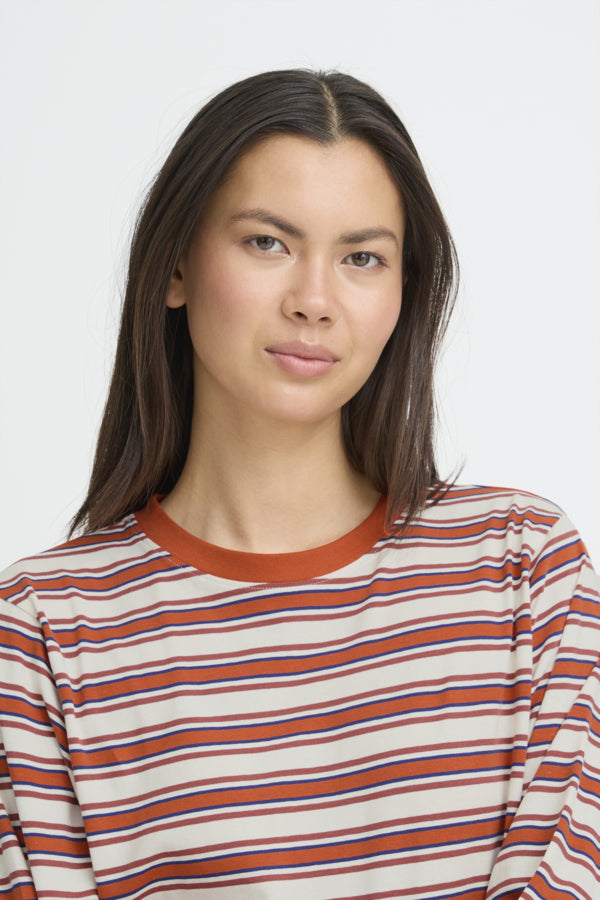 Mira round Neck - Rust/Blue