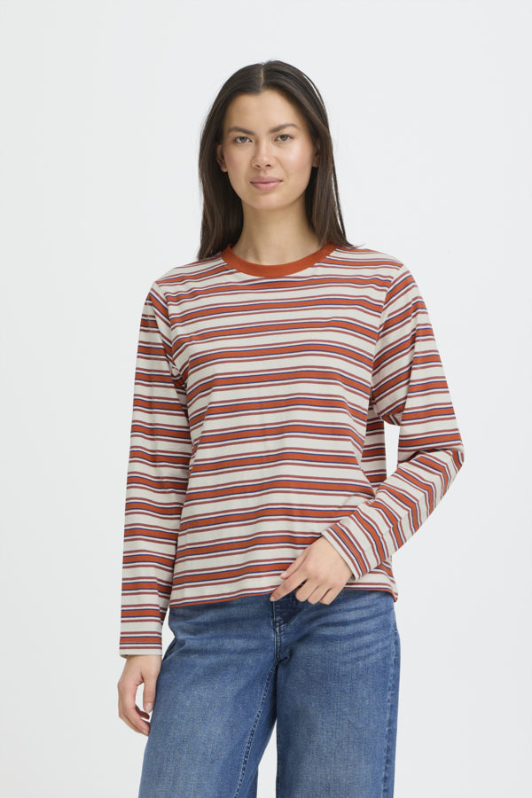 Mira round Neck - Rust/Blue