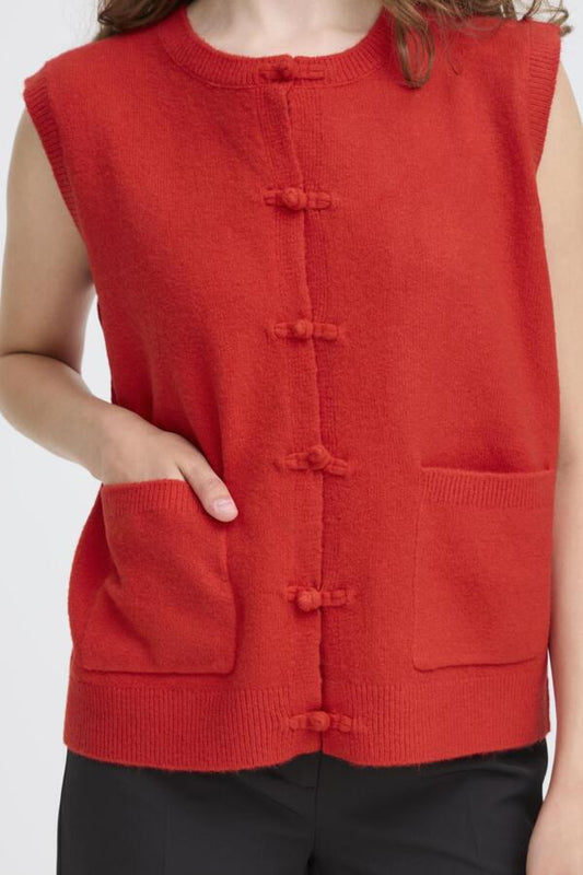 Dasila Knitted Wool Tank - Red