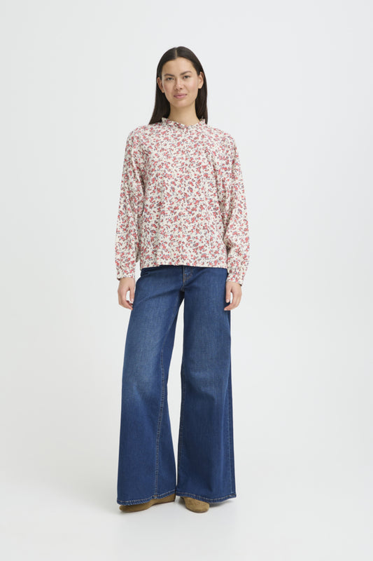 Qwina Shirt - Red Ditsy