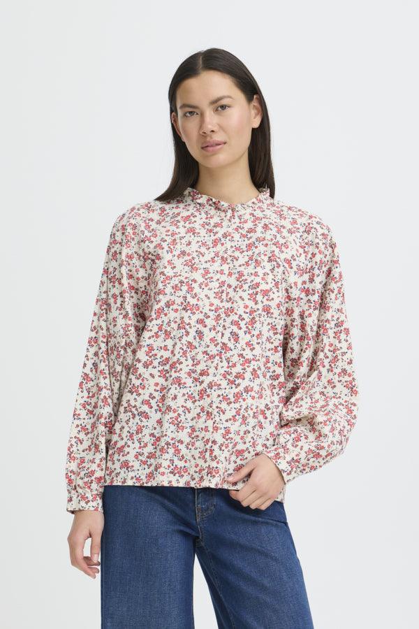 Qwina Shirt - Red Ditsy