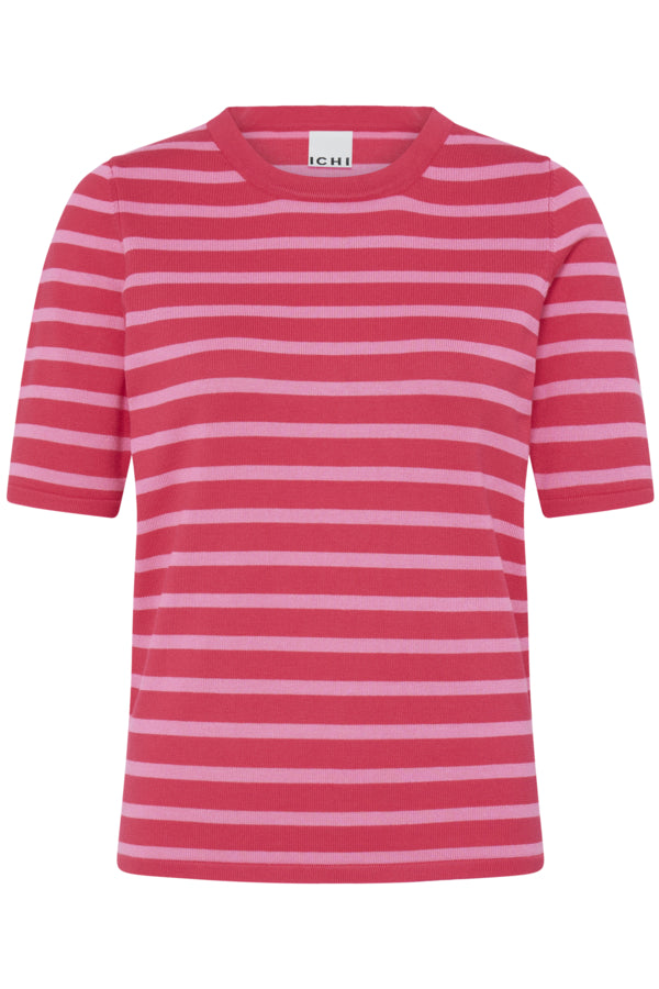 Lulus Knitted Tee - Pink/Red Combo