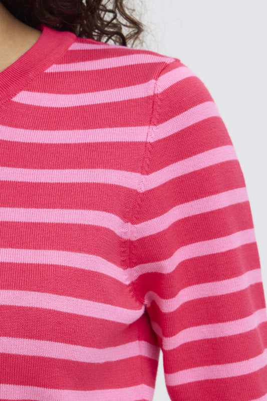 Lulus Knitted Tee - Pink/Red Combo