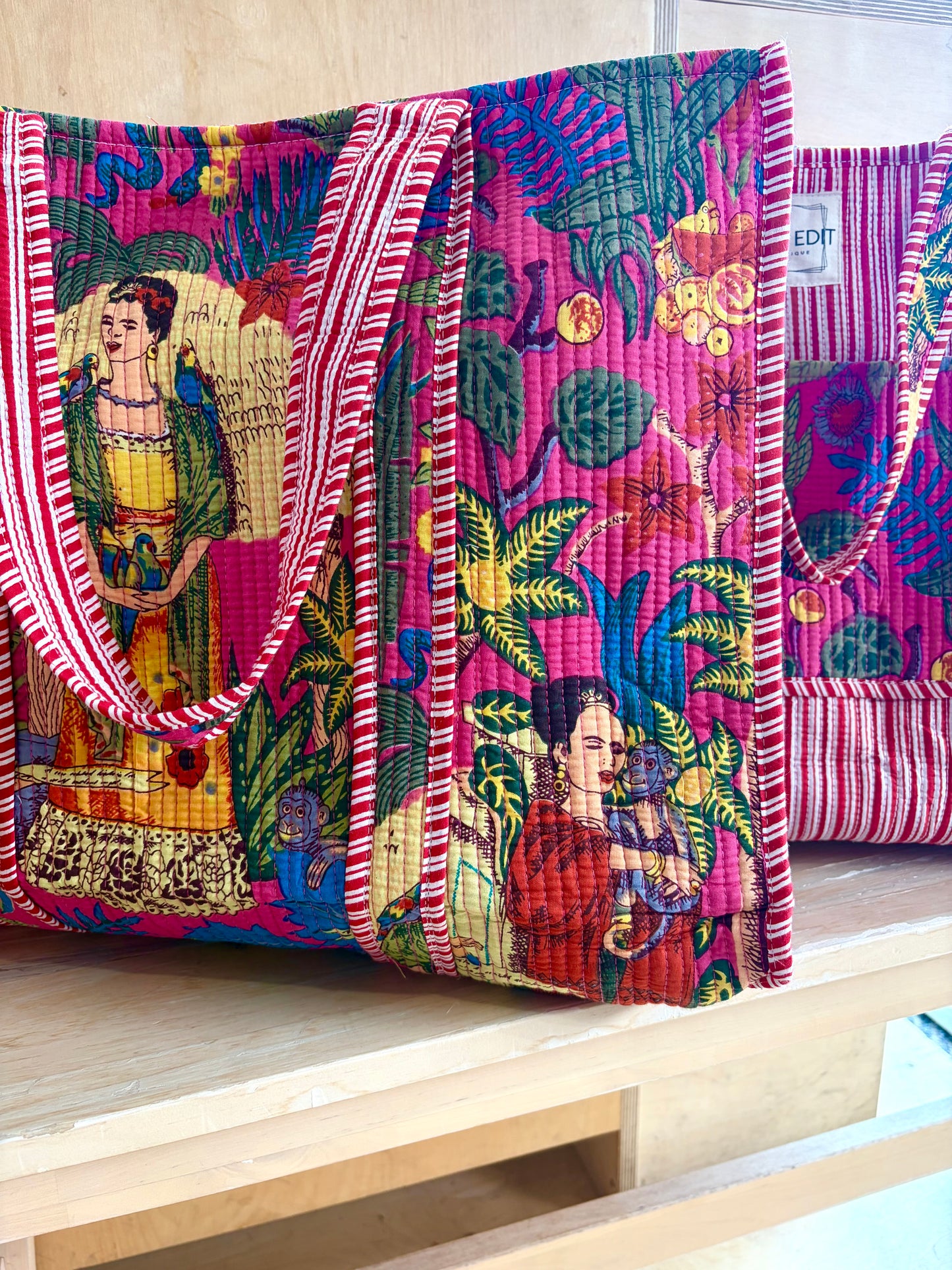 Frida Quilted Tote - Pink