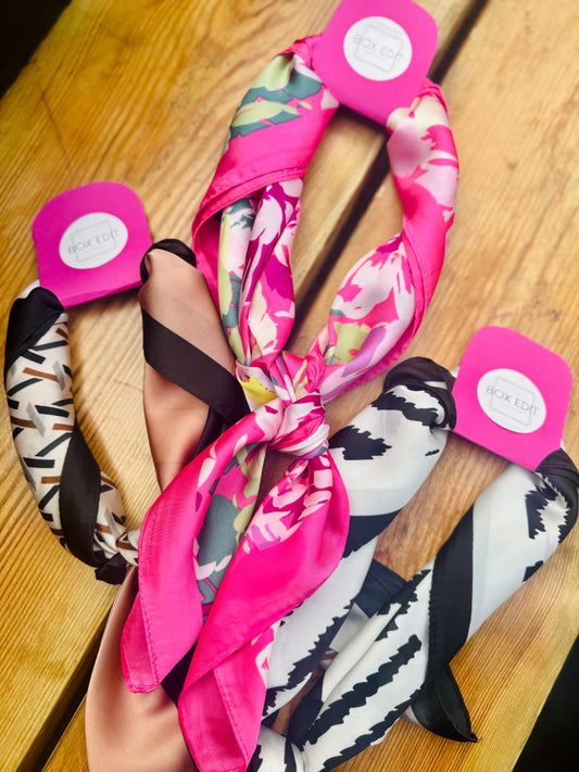 Satin Neckerchief - Pink Floral