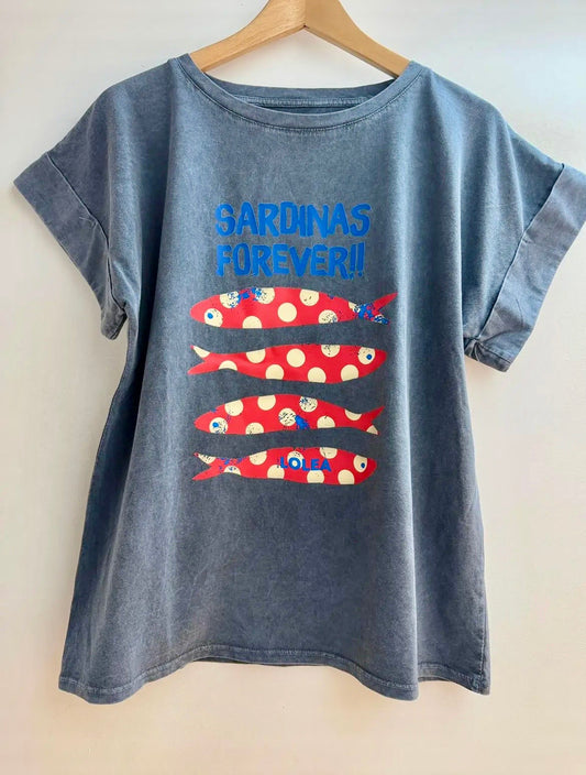 Sardine Polka Tee - Grey